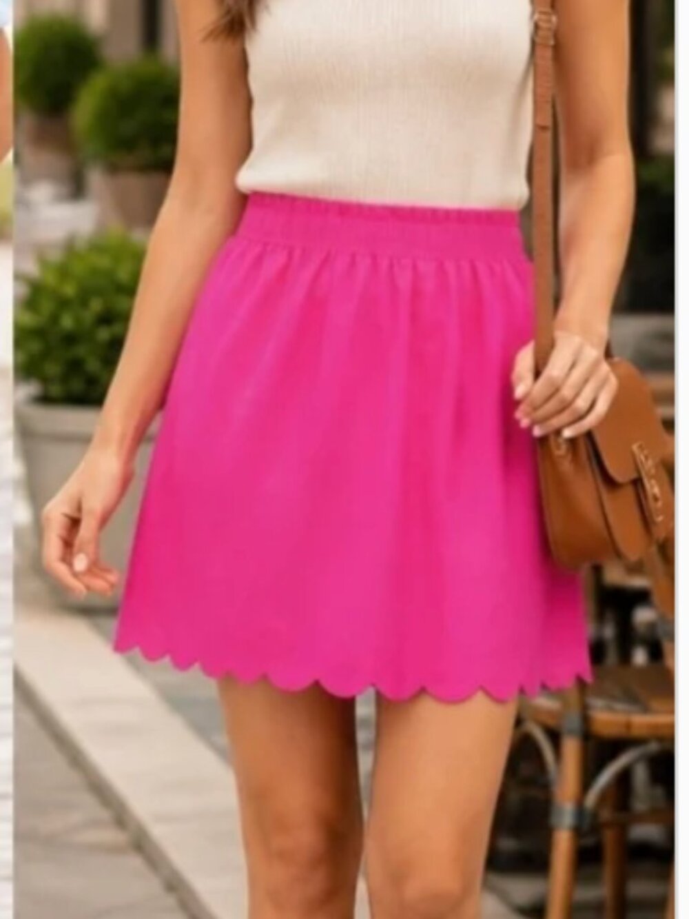 J. Crew Bright Pink Linen Blend Scallop Hem Mini Skirt, size 6, NWT